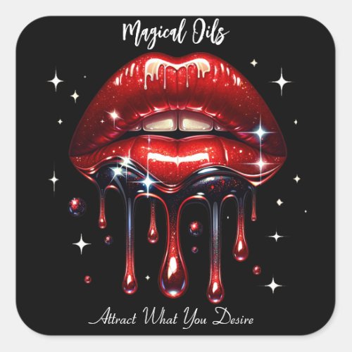 Red Magical Lips Attract your Deepest Desires  Square Sticker
