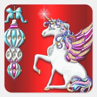 Red Magical Unicorn Christmas