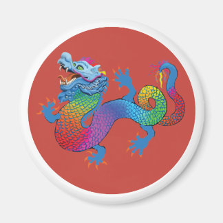 Red Magnet with colorful dragon