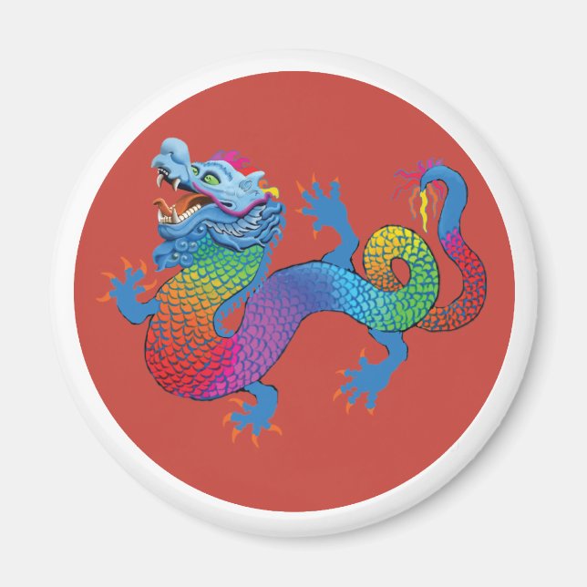 Red Magnet with colorful dragon (Front)