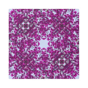 Red Magnolia Circle Metal Print