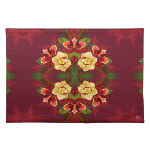 Red Magnolia Large Christmas Print Placemat