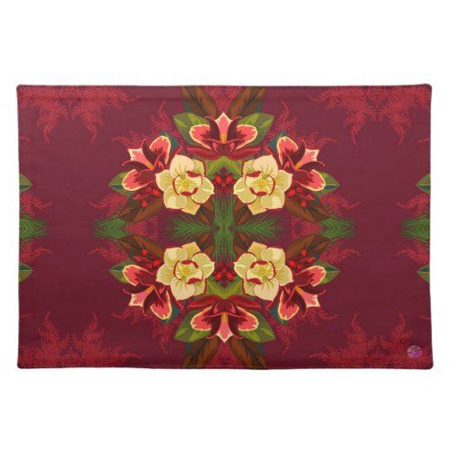 Red Magnolia Large Christmas Print Placemat