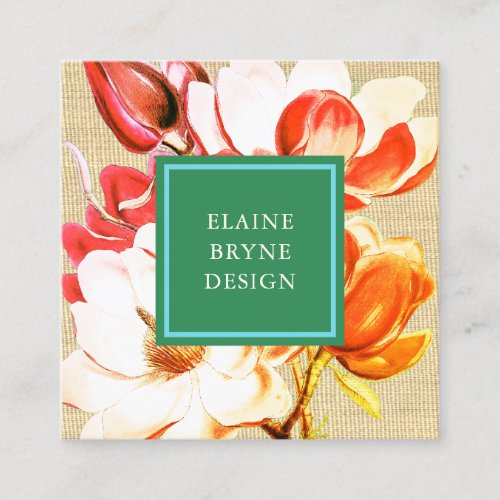 Red Magnolia Watercolor Floral  Business Card
