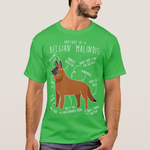Red Mahogany Belgian Malinois Dog Anatomy T_Shirt