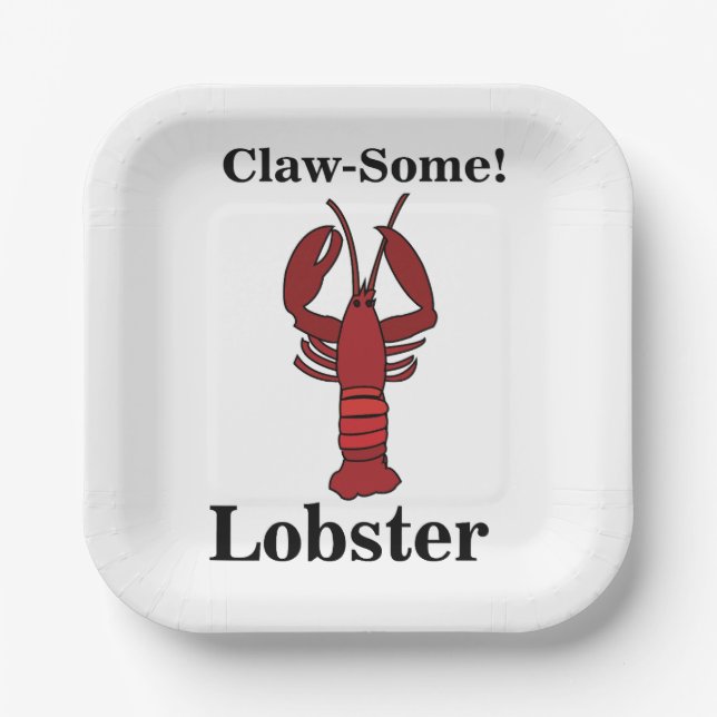 Red Maine Lobster Seafood Celebration Summer Party Paper Plates (Front)