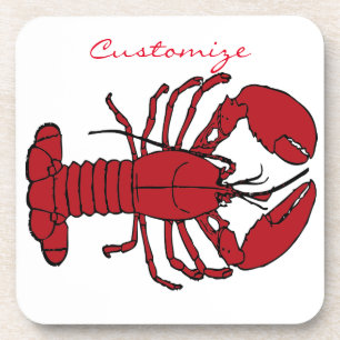 Red Maine Lobster Thunder_Cove Beverage Coaster
