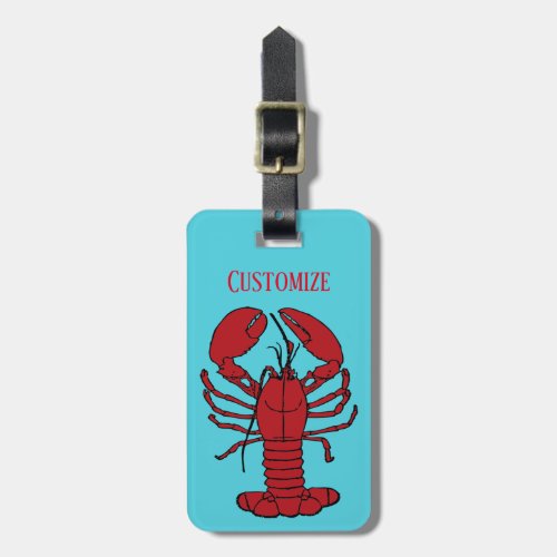 Red Maine Lobster Thunder_Cove Blue Luggage Tag