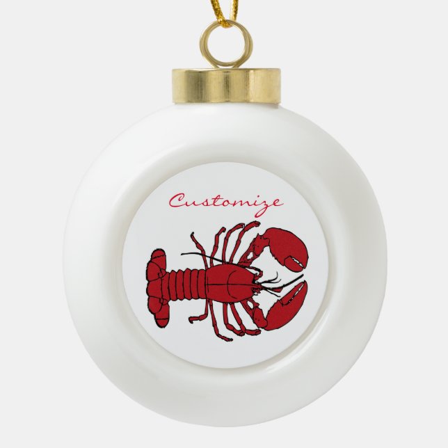 Red Maine Lobster Thunder_Cove   Ceramic Ball Christmas Ornament (Front)