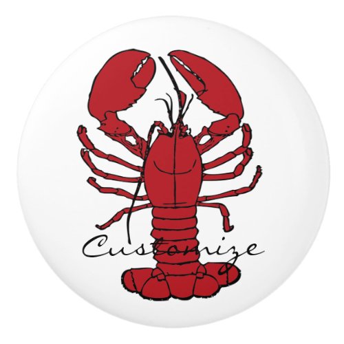 Red Maine Lobster Thunder_Cove Ceramic Knob