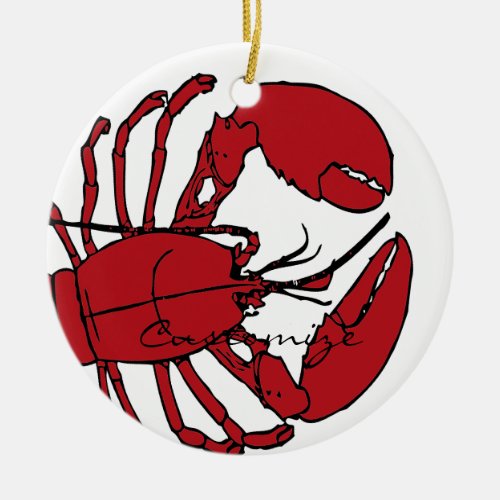 Red Maine Lobster Thunder_Cove Ceramic Ornament