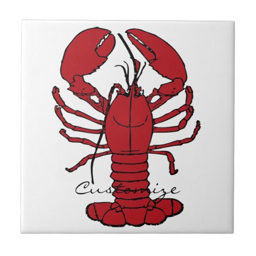 Red Maine Lobster Thunder_Cove Ceramic Tile