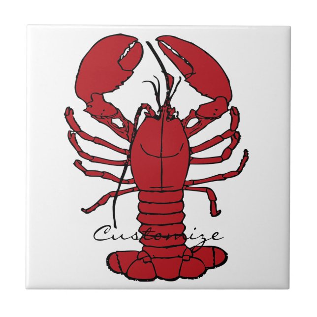 Red Maine Lobster Thunder_Cove Ceramic Tile (Front)