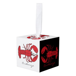Red Maine Lobster Thunder_Cove Cube Ornament