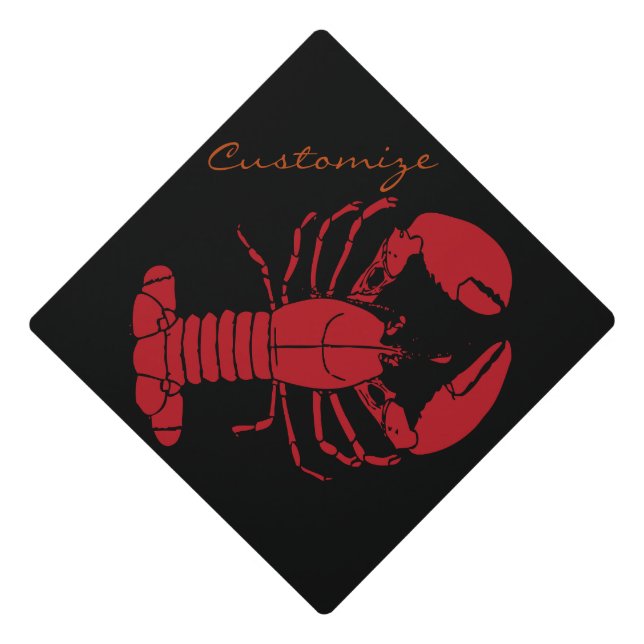 Red Maine Lobster Thunder_Cove Graduation Cap Topper (Front)