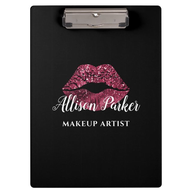 Red MAKEUP ARTIST Logo Kiss Name Clipboard (Front)