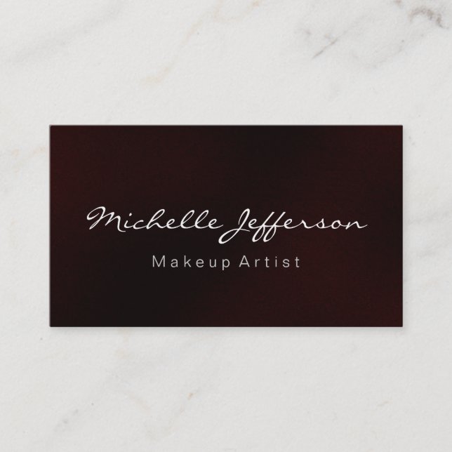 Red Makeup Artist Script Profession Business Card (Front)