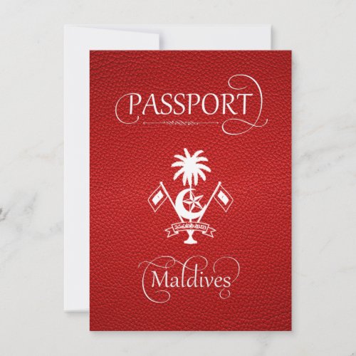 Red Maldives Passport Save the Date Card