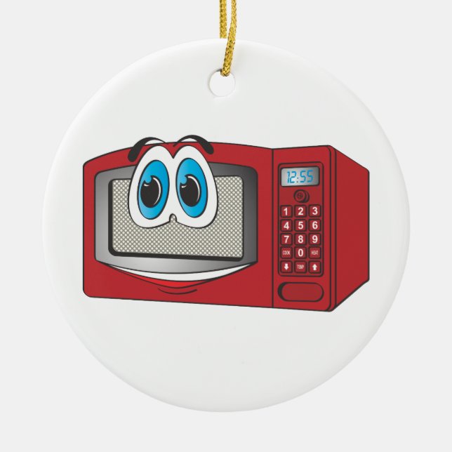 Red Male Microwave Cartoon Ceramic Ornament (Front)