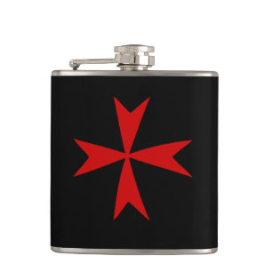 Red Maltese Cross & Malta flag fashion symbol Flask
