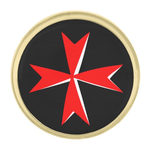 Red Maltese Cross St John Malta flag symbol Gol Gold Finish Lapel Pin