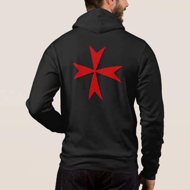 Red Maltese Cross, St. John, Malta flag / symbol Hoodie (Back)