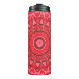 Red Mandala Boho Travel Warm Pattern Cozy Design Thermal Tumbler