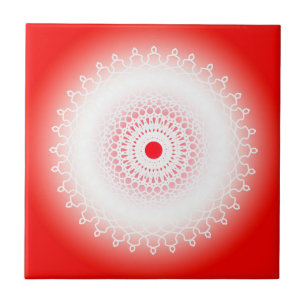 Red Mandala Ceramic Tile