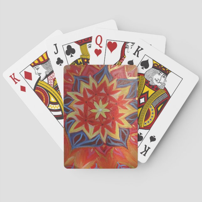 Red Mandala Classic Playing Cards (Back)