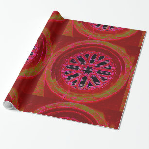 red mandala design wrapping paper