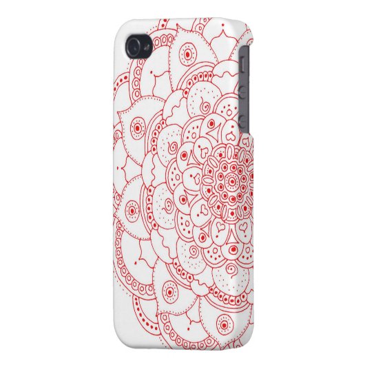 Red Mandala iphone 4 Matte Finish Case (Back Left)