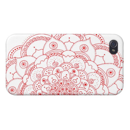 Red Mandala iphone 4 Matte Finish Case (Back Horizontal)