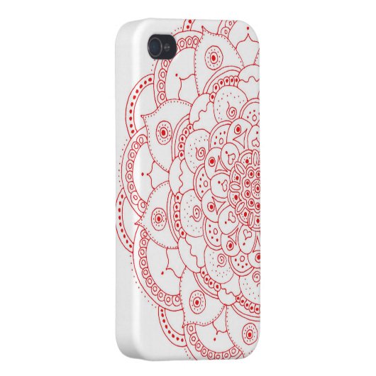 Red Mandala iphone 4 Matte Finish iPhone Case (Back Right)