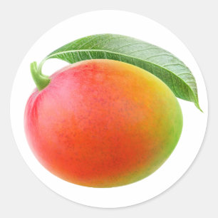 Red mango classic round sticker