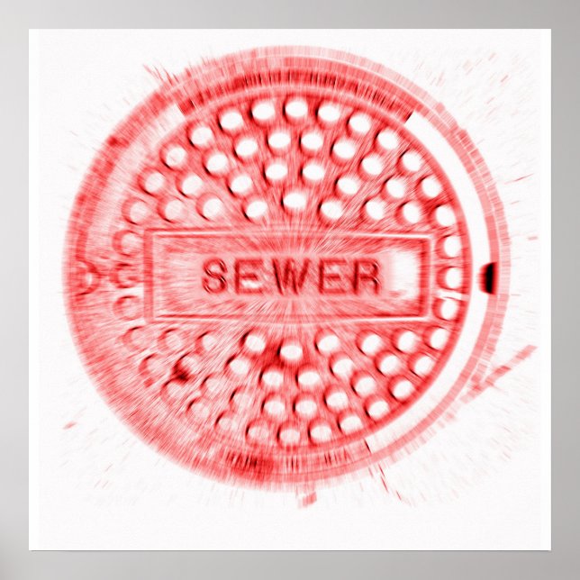 Red Manhole Cover Poster (Front)