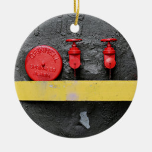 red manual fire alarm ceramic ornament