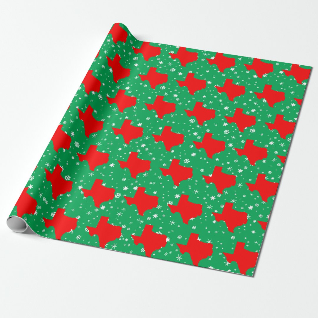 Red Map of Texas Pattern Christmas Wrapping Paper | Zazzle