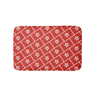 Red Map Outline HONG KONG Flag Bath Mat