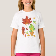 Red Maple and Golden Oak Leaves Autumn Watercolor
