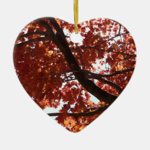 Red Maple Branches Autumn Colors Ceramic Ornament