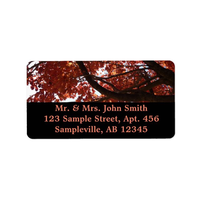 Red Maple Branches Autumn Colors Label (Front)