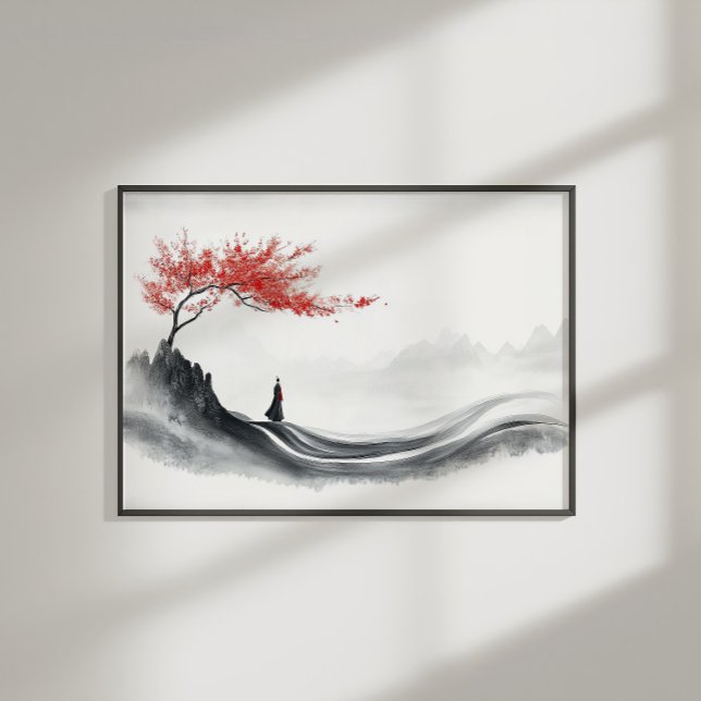 Red Maple Ink Zen Minimalist Wall Art (Creator Uploaded)