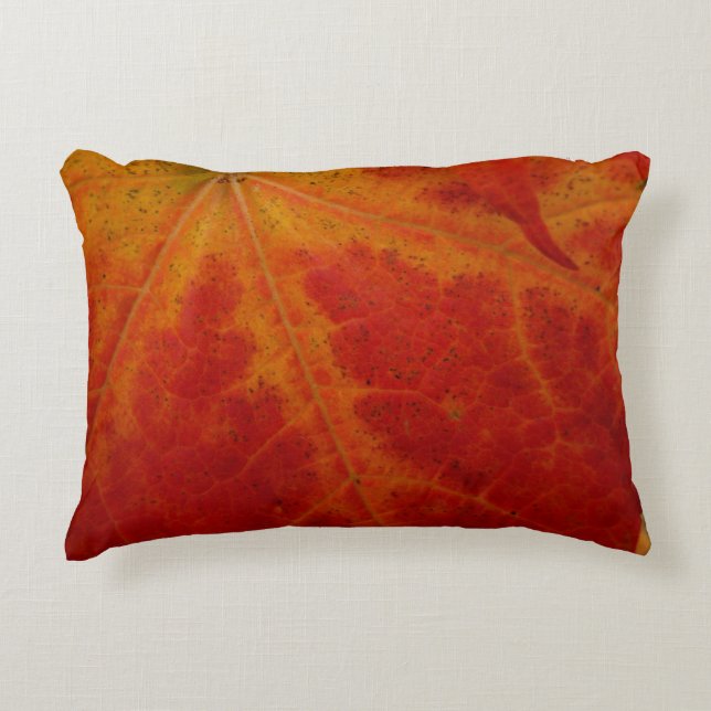 Red Maple Leaf Abstract Autumn Nature Photography Accent Pillow (Front)