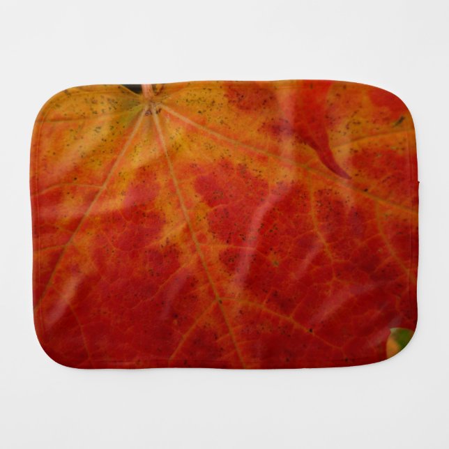 Red Maple Leaf Abstract Autumn Nature Photography Baby Burp Cloth (Front Horizontal)