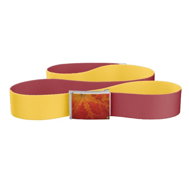 Red Maple Leaf Abstract Autumn Nature Photography Belt (Zig-Zag)