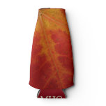 Red Maple Leaf Abstract Autumn Nature Photography Bottle Cooler