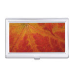 Red Maple Leaf Abstract Autumn Nature Photography Business Card Holder