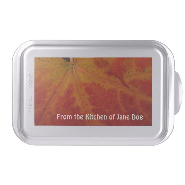 Red Maple Leaf Abstract Autumn Nature Photography Cake Pan (Front)