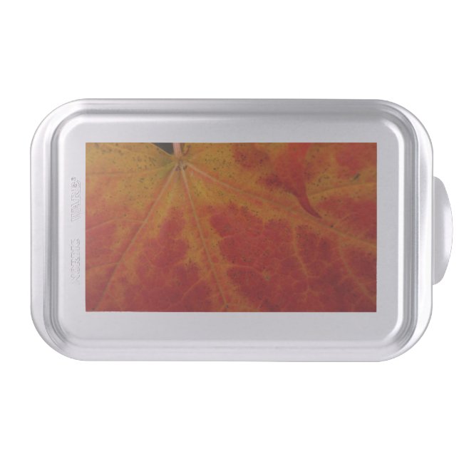 Red Maple Leaf Abstract Autumn Nature Photography Cake Pan (Front)