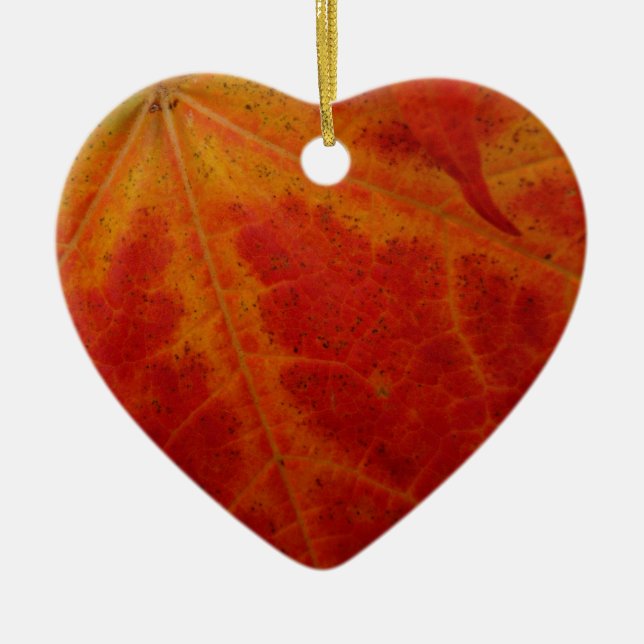Red Maple Leaf Abstract Autumn Nature Photography Ceramic Ornament (Front)